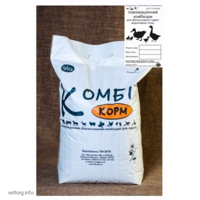 КОМБІкорм Водоплавна птиця Каченята, гусенята 8 тижнів +, 20 кг. (ВІТА)