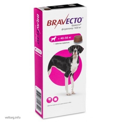 Бравекто® (жевательная таблетка), вес собак 40-56 кг. (MSD Animal Health)