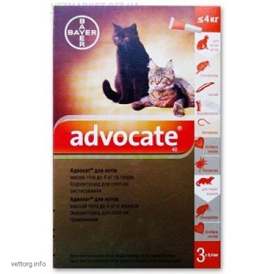 Адвокат для котів до 4 кг, 0,4 мл. № 3 (Bayer)